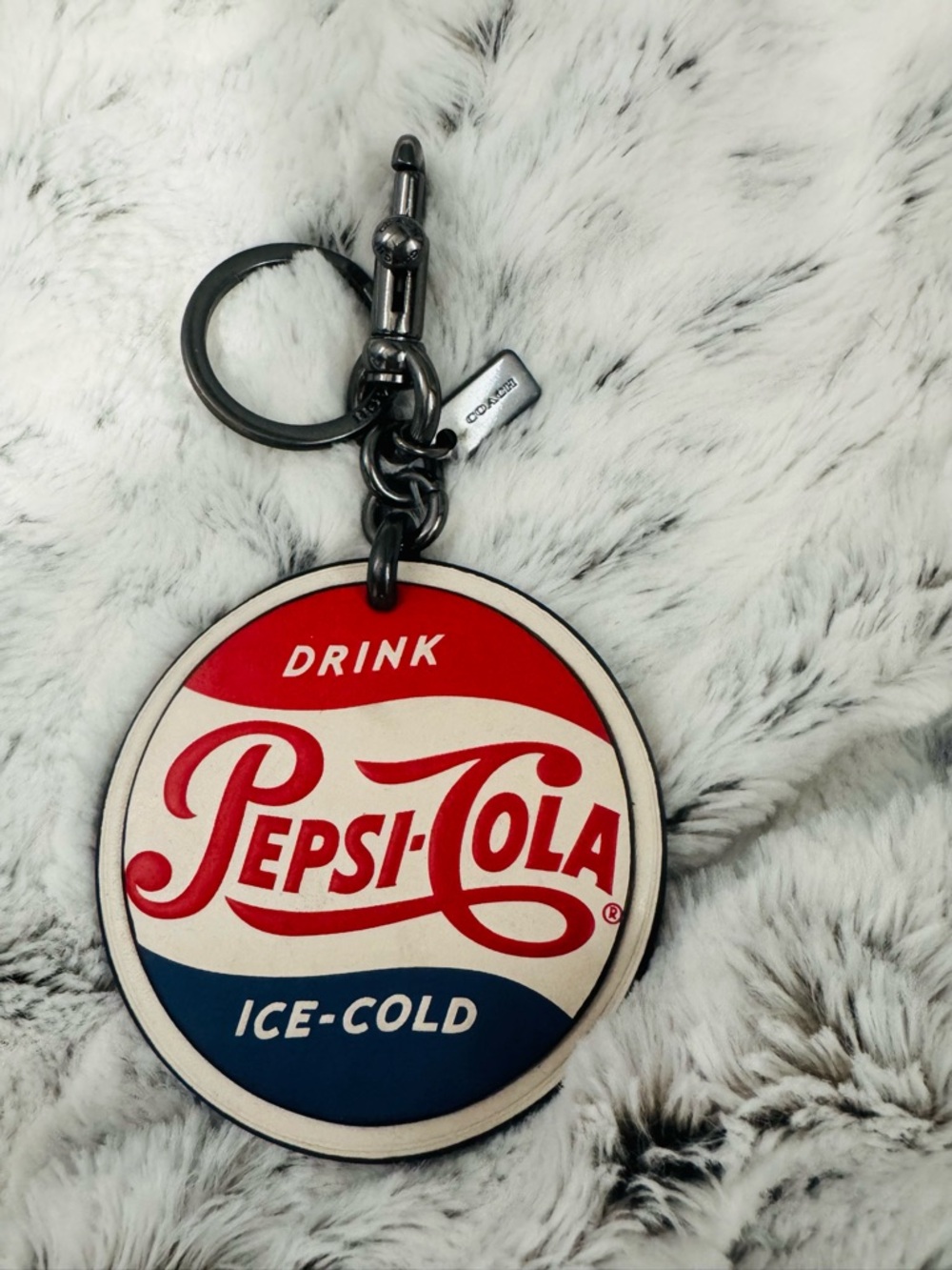 Coach Pepsi-Cola Round Keychain - Red, White & Blue